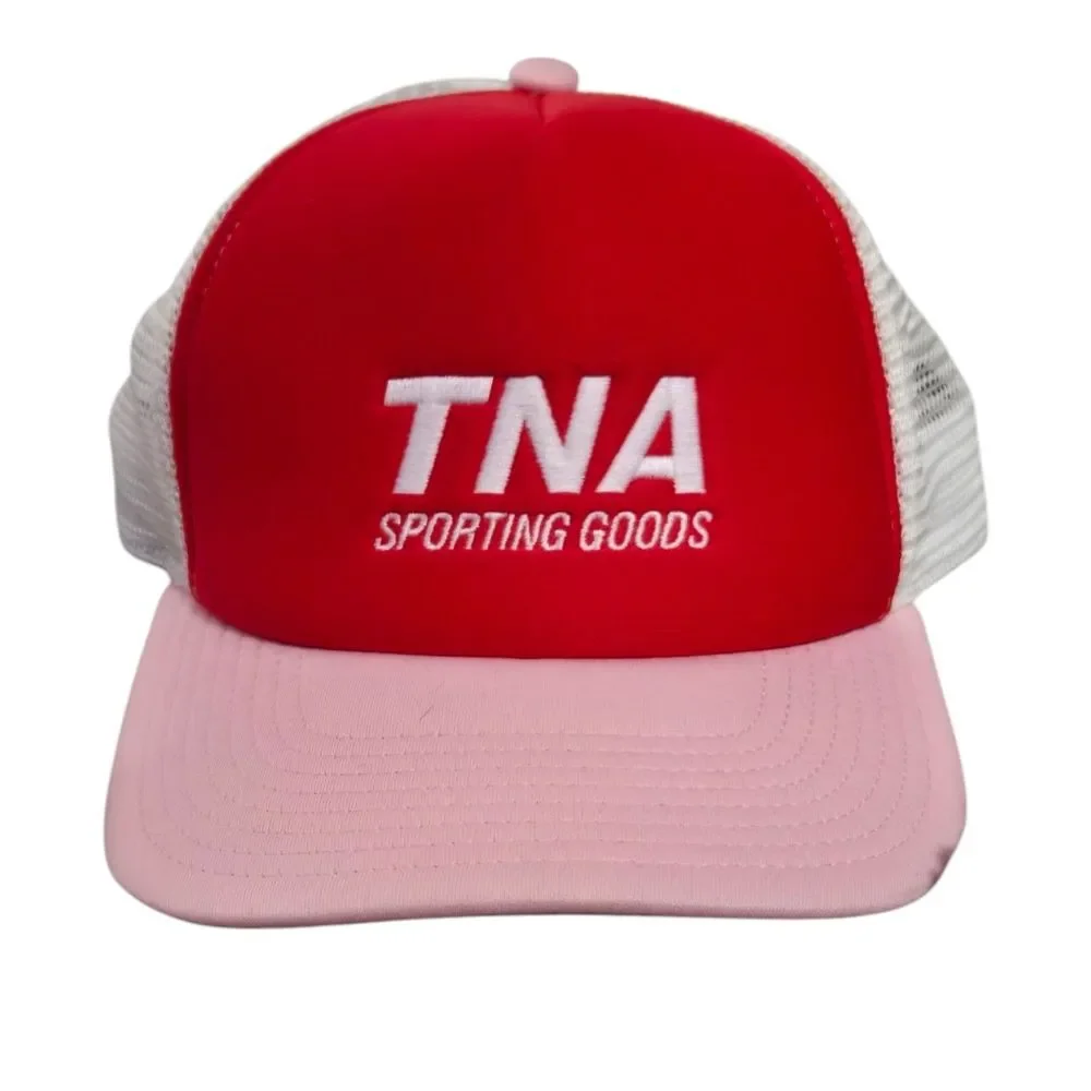 TNA Sporting Goods Red Pink & White Trucker Cap Hat Adjustable O/S